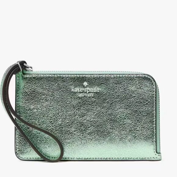 Kate Spade Lucy Metallic Small L-zip Wristlet Bag Wallet Purse - Picture 7 of 9